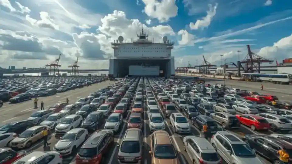 Beratus kereta tersusun di Westport Port Klang sedia untuk dimuat naik ke kapal RoRo